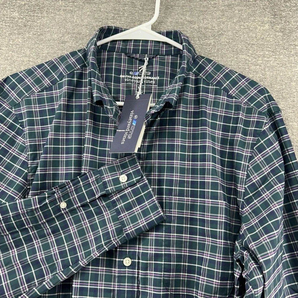 Vineyard Vines‎ OTG Brrr Shirt Men Size Medium Green Plaid Long Sleeve NEW